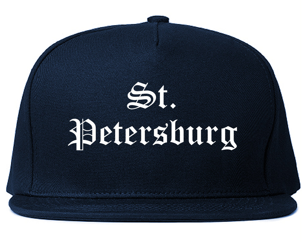 St. Petersburg Florida FL Old English Mens Snapback Hat Navy Blue