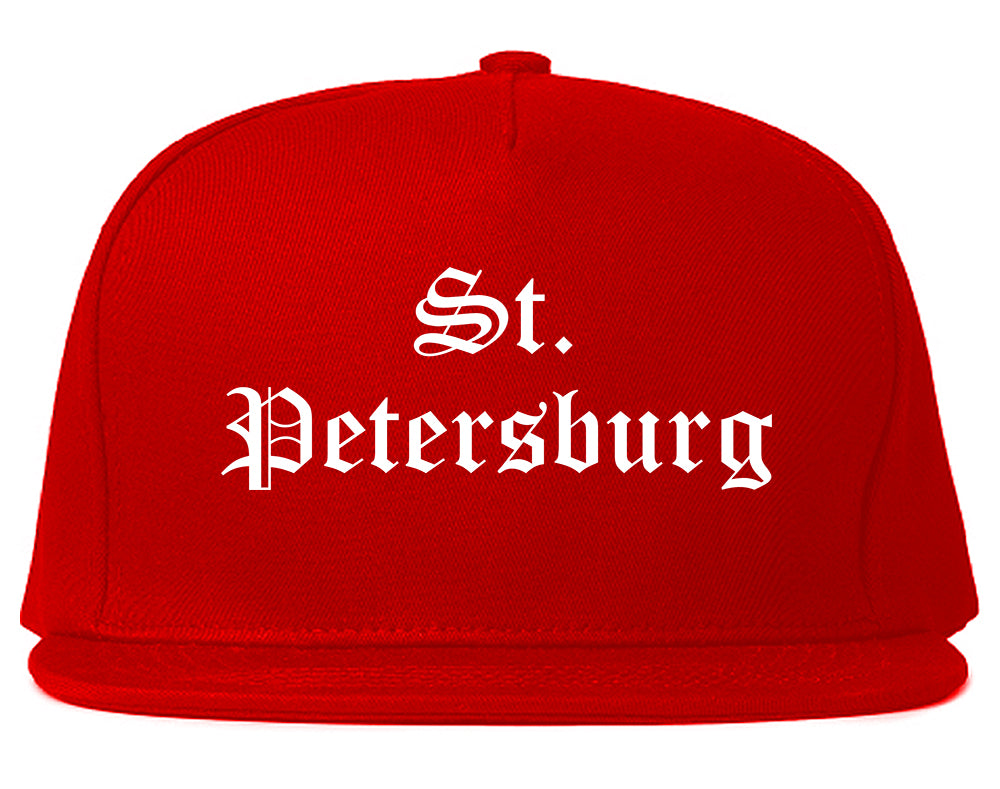 St. Petersburg Florida FL Old English Mens Snapback Hat Red