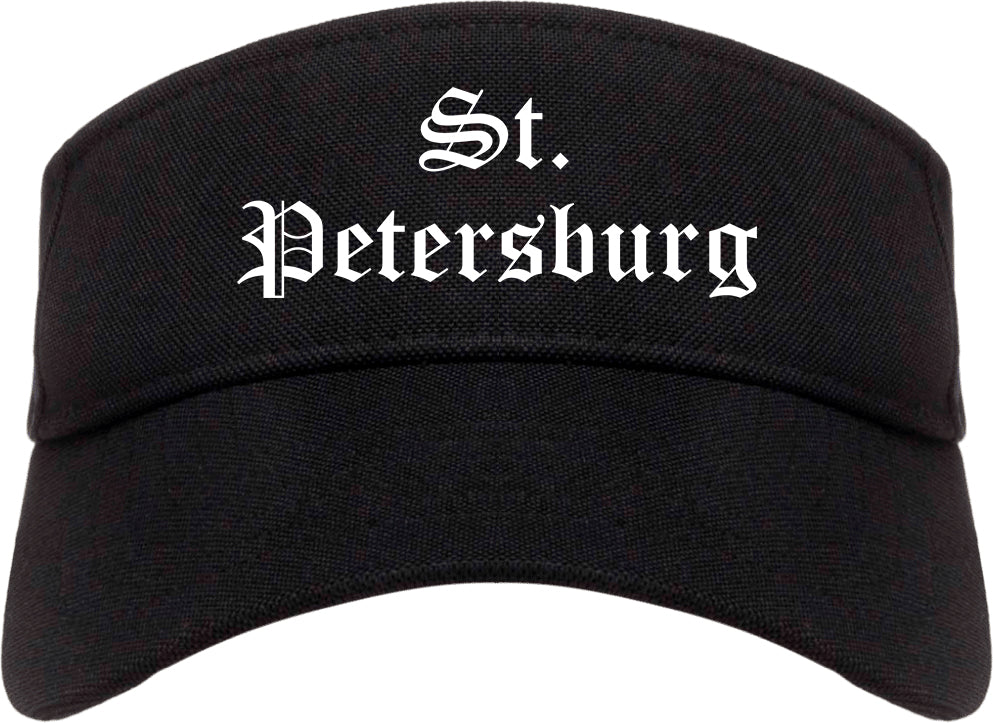 St. Petersburg Florida FL Old English Mens Visor Cap Hat Black