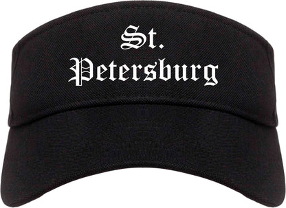 St. Petersburg Florida FL Old English Mens Visor Cap Hat Black