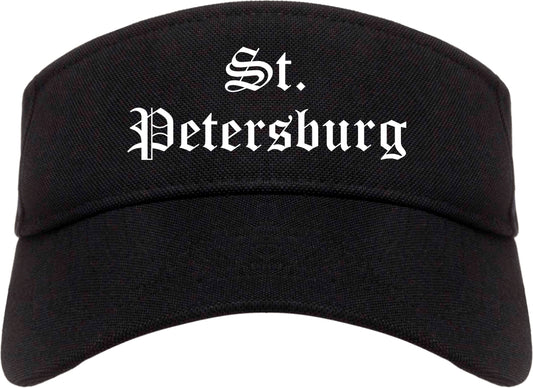 St. Petersburg Florida FL Old English Mens Visor Cap Hat Black