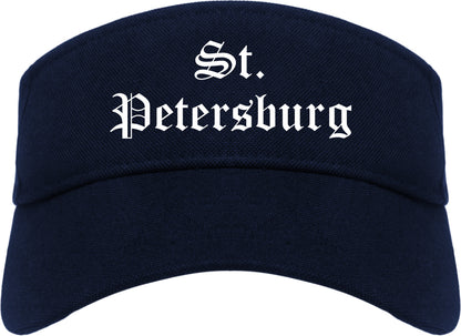 St. Petersburg Florida FL Old English Mens Visor Cap Hat Navy Blue