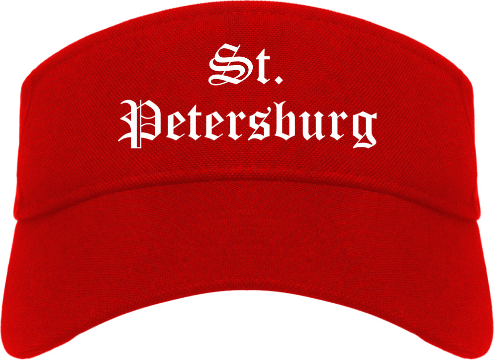 St. Petersburg Florida FL Old English Mens Visor Cap Hat Red
