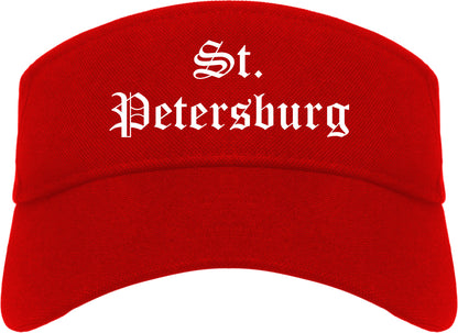 St. Petersburg Florida FL Old English Mens Visor Cap Hat Red