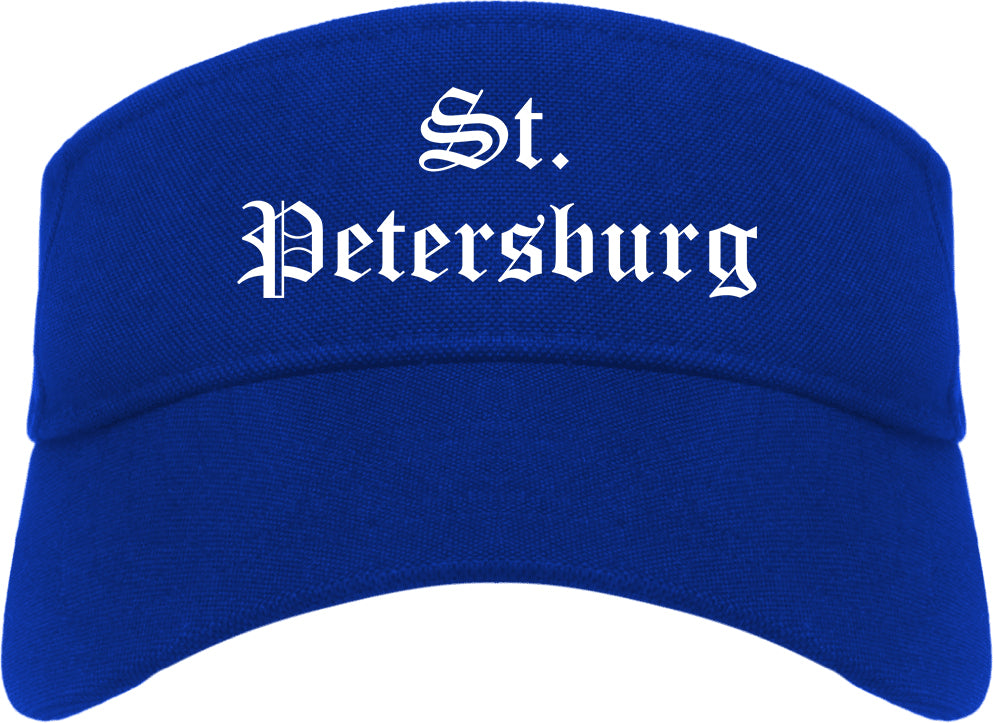 St. Petersburg Florida FL Old English Mens Visor Cap Hat Royal Blue