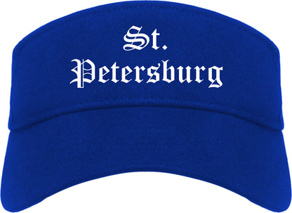 St. Petersburg Florida FL Old English Mens Visor Cap Hat Royal Blue