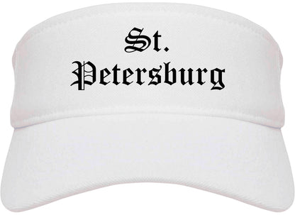 St. Petersburg Florida FL Old English Mens Visor Cap Hat White