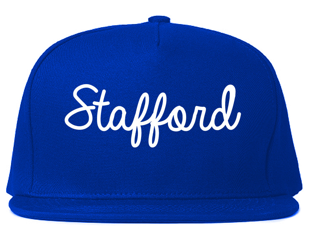 Stafford Texas TX Script Mens Snapback Hat Royal Blue