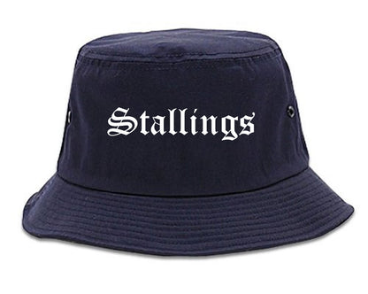 Stallings North Carolina NC Old English Mens Bucket Hat Navy Blue