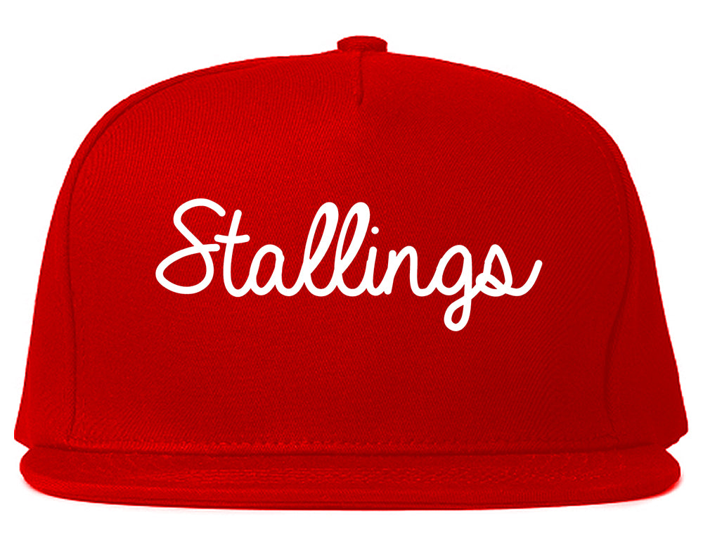 Stallings North Carolina NC Script Mens Snapback Hat Red