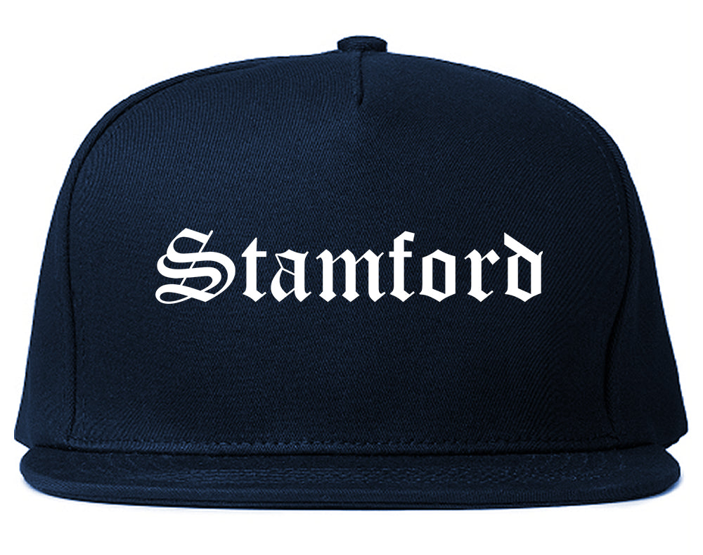 Stamford Connecticut CT Old English Mens Snapback Hat Navy Blue