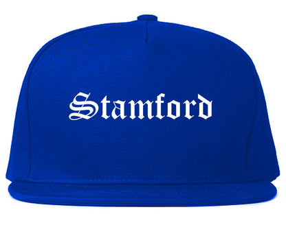 Stamford Connecticut CT Old English Mens Snapback Hat Royal Blue