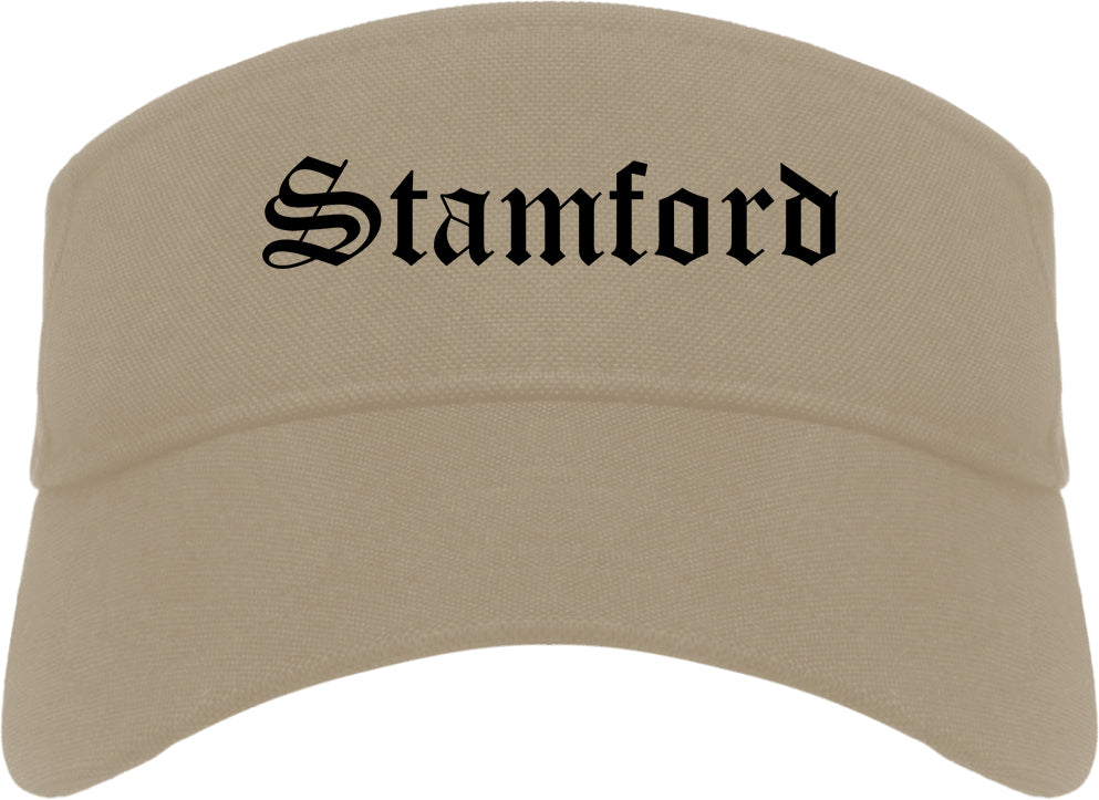 Stamford Connecticut CT Old English Mens Visor Cap Hat Khaki