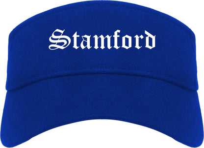 Stamford Connecticut CT Old English Mens Visor Cap Hat Royal Blue