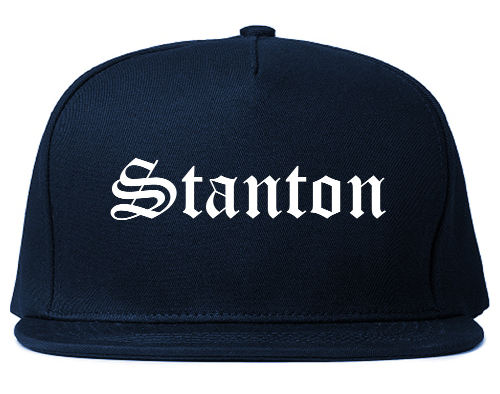 Stanton California CA Old English Mens Snapback Hat Navy Blue