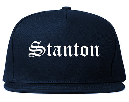 Stanton California CA Old English Mens Snapback Hat Navy Blue