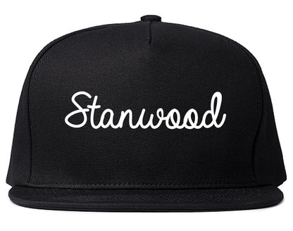 Stanwood Washington WA Script Mens Snapback Hat Black