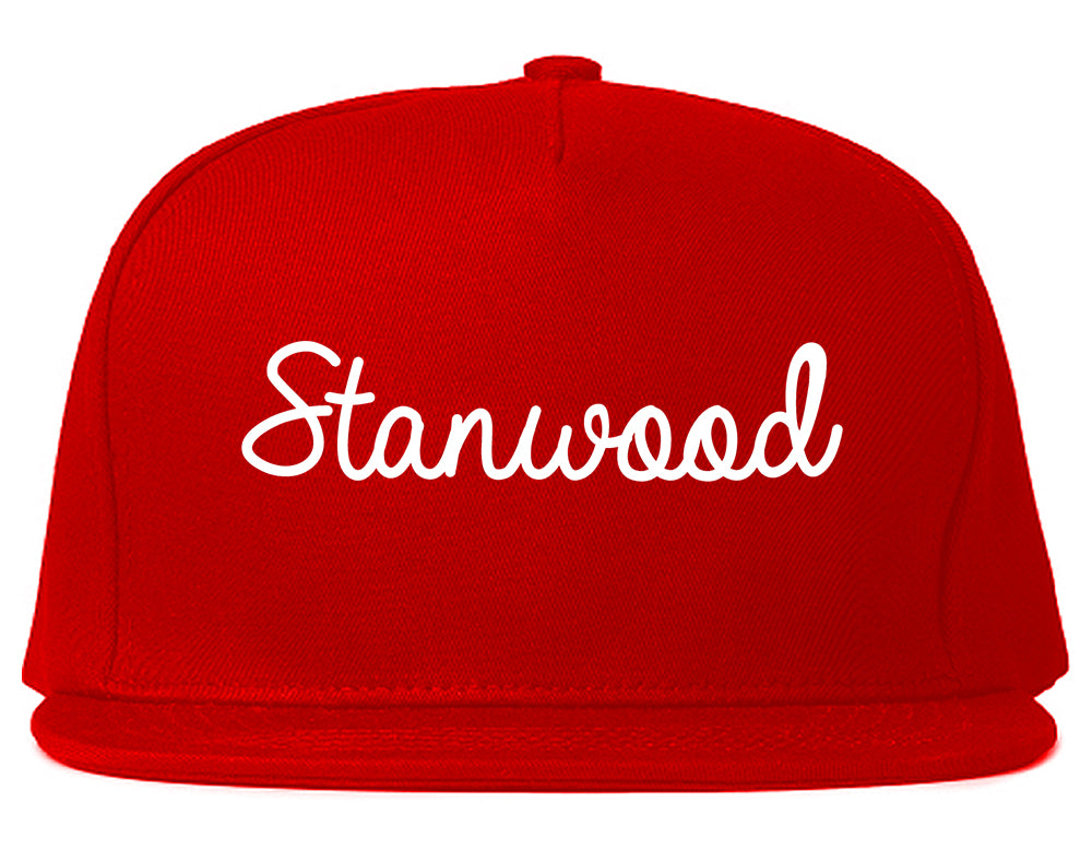 Stanwood Washington WA Script Mens Snapback Hat Red