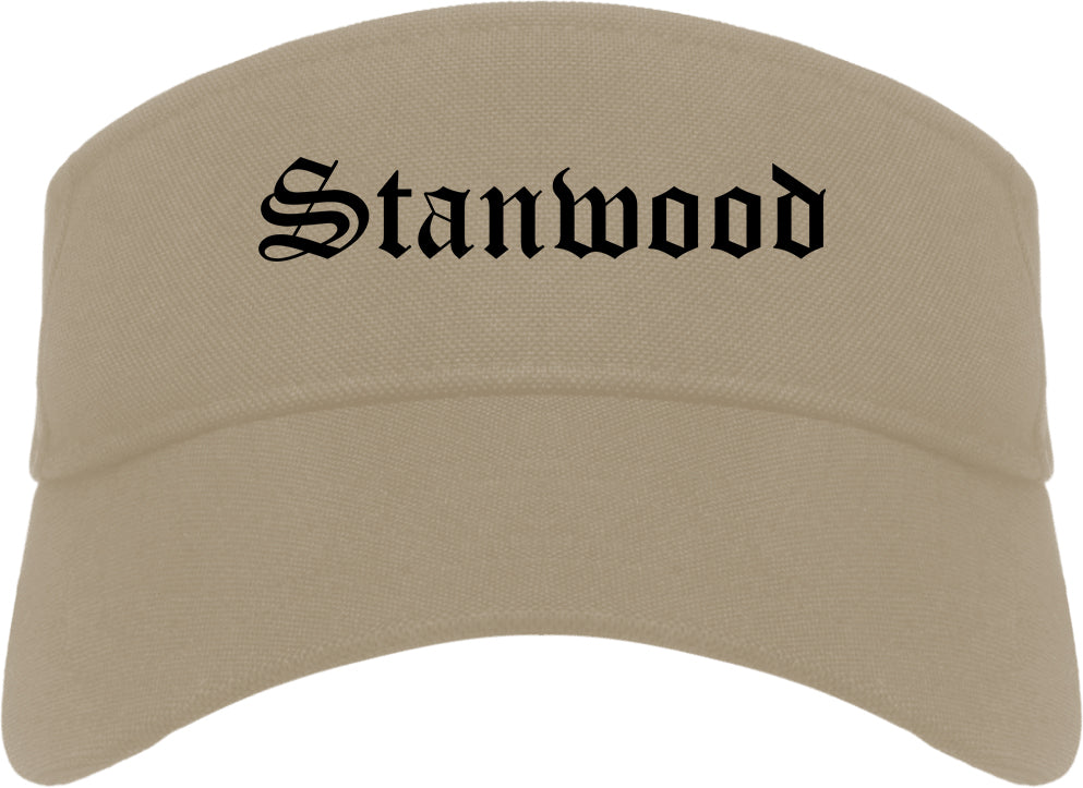Stanwood Washington WA Old English Mens Visor Cap Hat Khaki