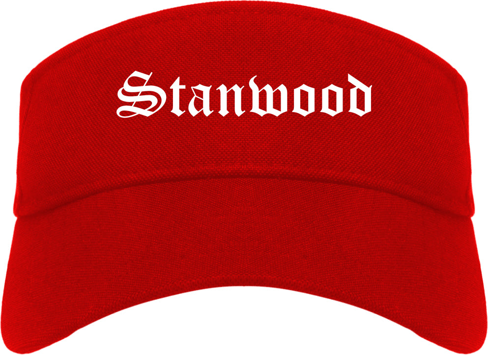Stanwood Washington WA Old English Mens Visor Cap Hat Red