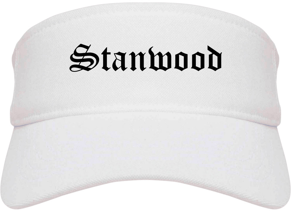 Stanwood Washington WA Old English Mens Visor Cap Hat White
