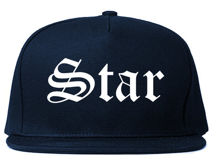 Star Idaho ID Old English Mens Snapback Hat Navy Blue