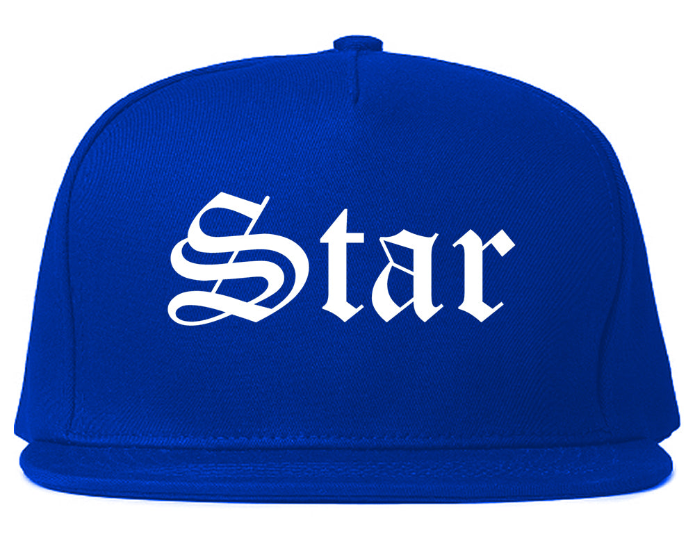 Star Idaho ID Old English Mens Snapback Hat Royal Blue