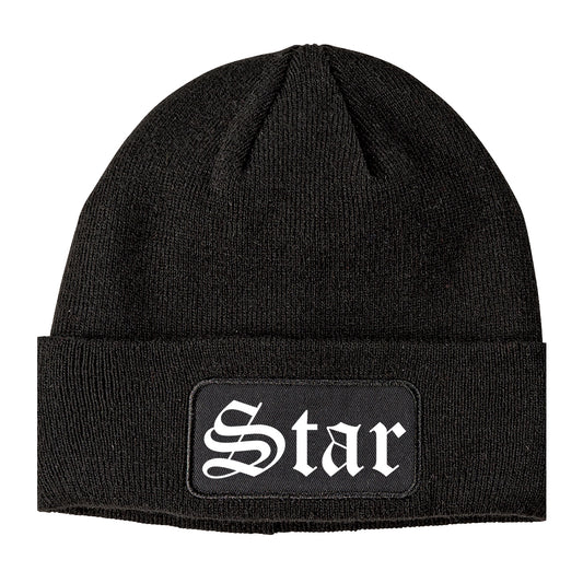 Star Idaho ID Old English Mens Knit Beanie Hat Cap Black