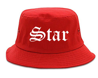 Star Idaho ID Old English Mens Bucket Hat Red