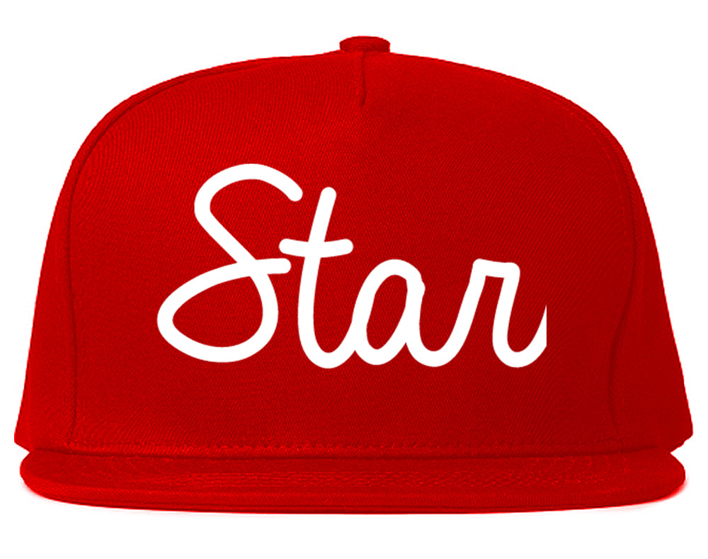 Star Idaho ID Script Mens Snapback Hat Red