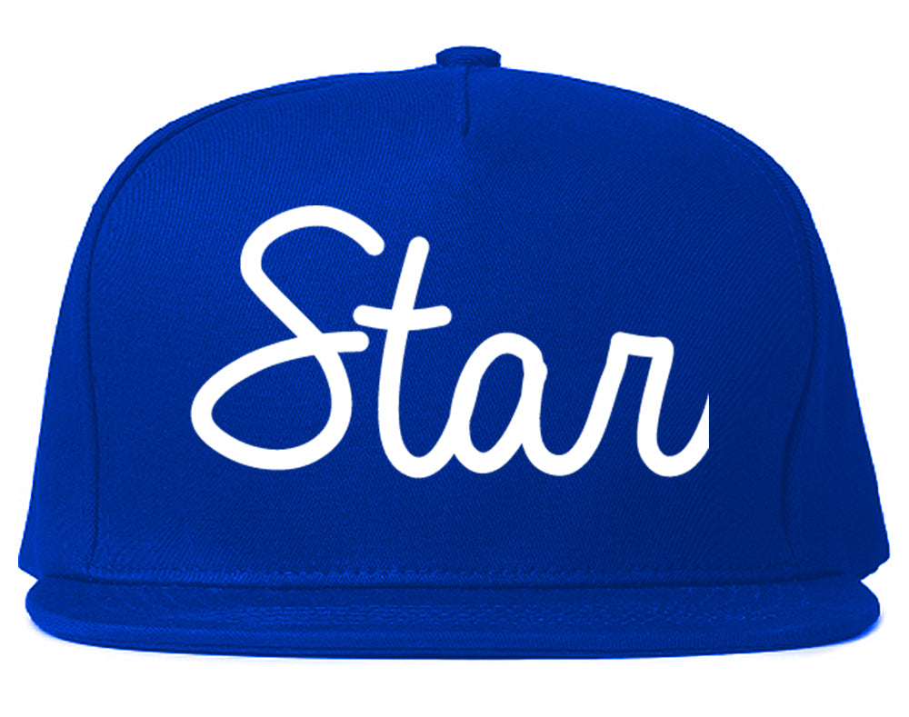 Star Idaho ID Script Mens Snapback Hat Royal Blue
