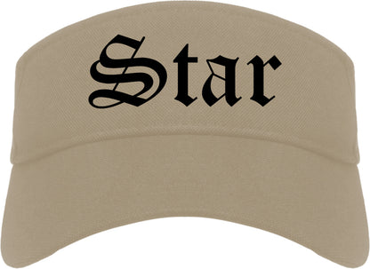 Star Idaho ID Old English Mens Visor Cap Hat Khaki