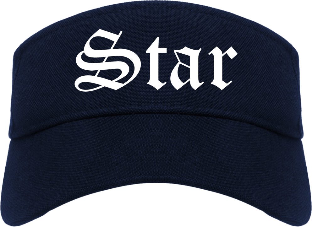 Star Idaho ID Old English Mens Visor Cap Hat Navy Blue