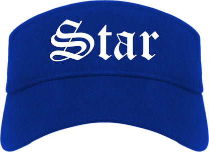 Star Idaho ID Old English Mens Visor Cap Hat Royal Blue
