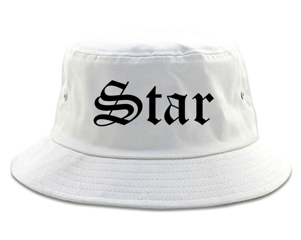 Star Idaho ID Old English Mens Bucket Hat White