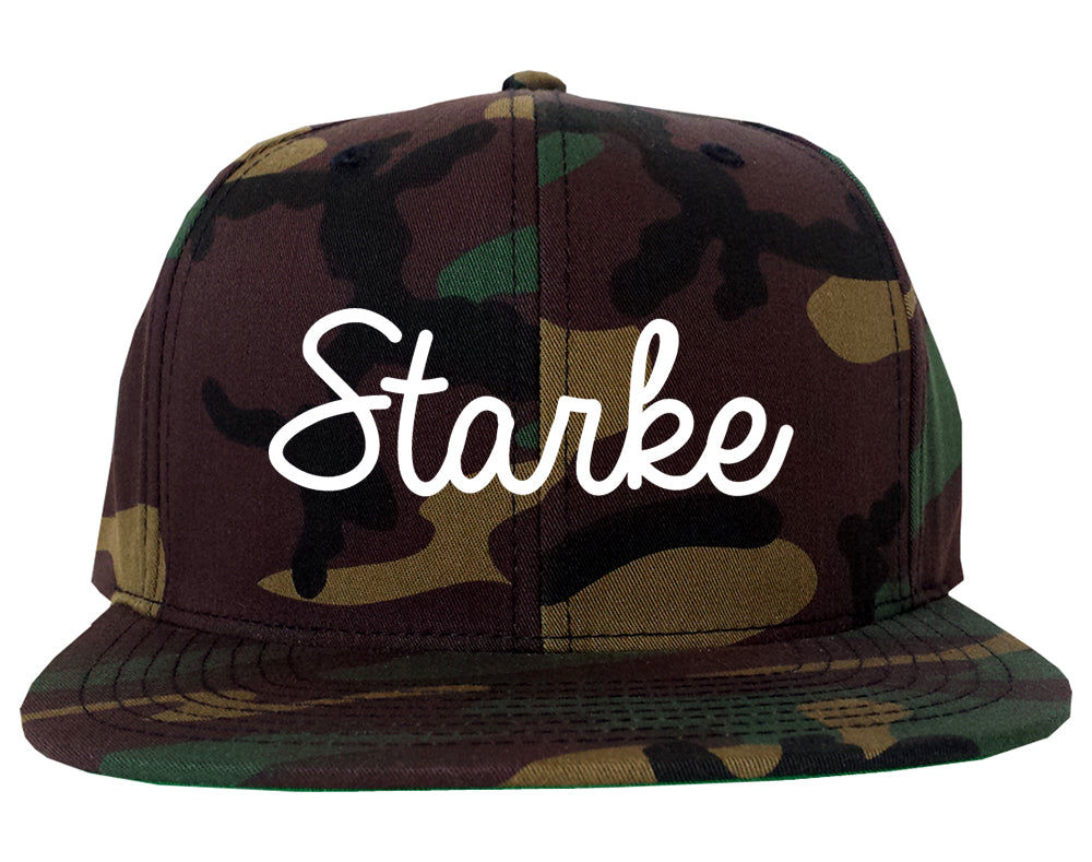 Starke Florida FL Script Mens Snapback Hat Army Camo