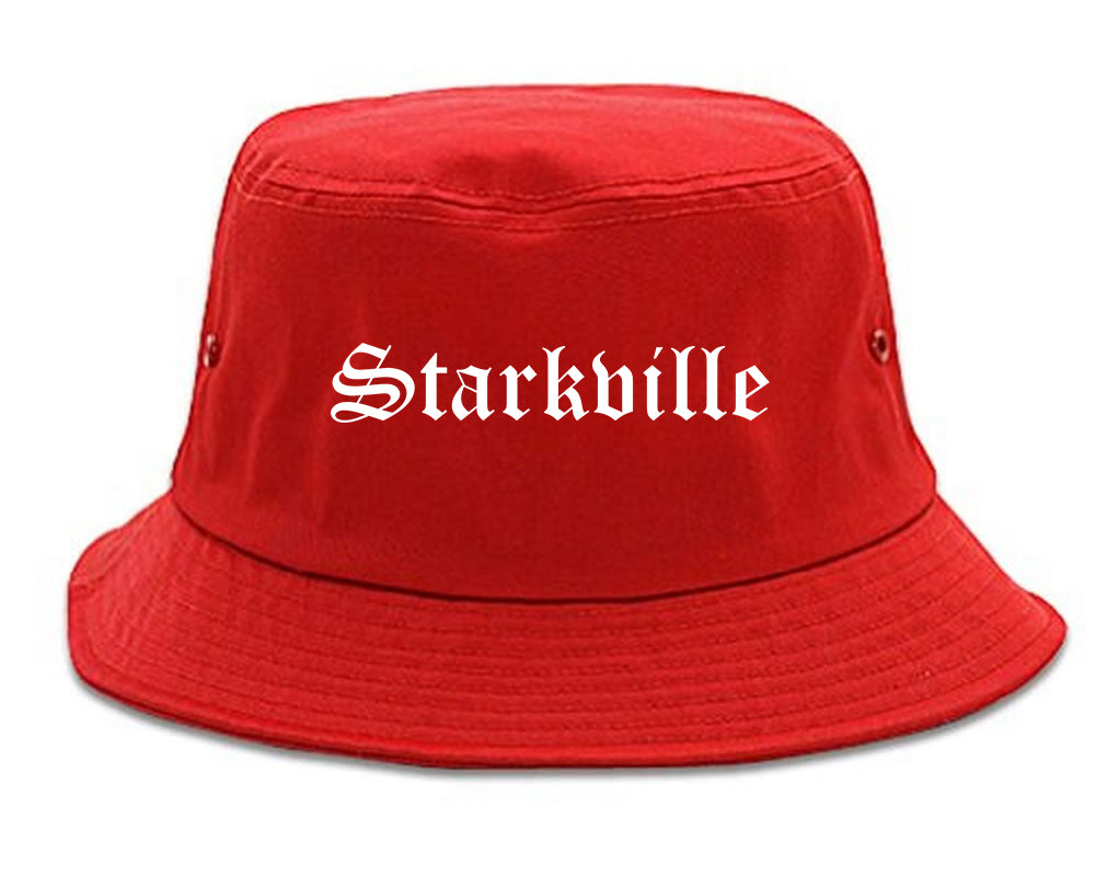 Starkville Mississippi MS Old English Mens Bucket Hat Red