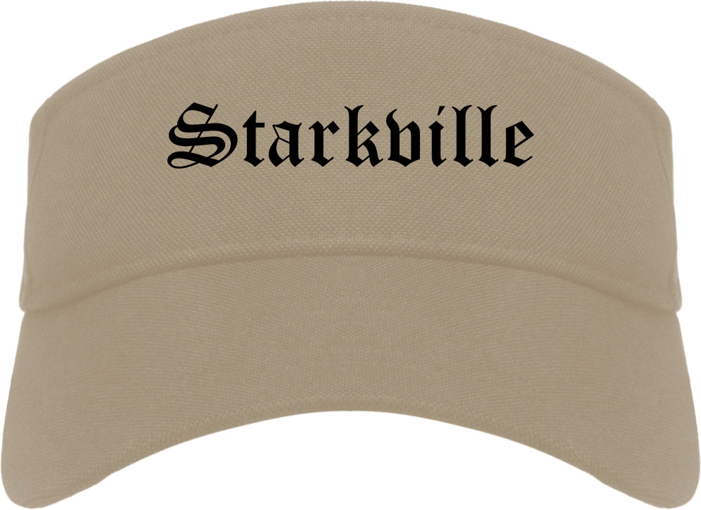 Starkville Mississippi MS Old English Mens Visor Cap Hat Khaki