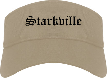 Starkville Mississippi MS Old English Mens Visor Cap Hat Khaki