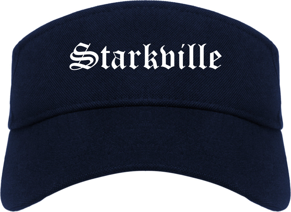 Starkville Mississippi MS Old English Mens Visor Cap Hat Navy Blue