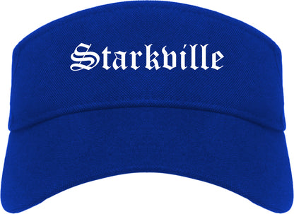 Starkville Mississippi MS Old English Mens Visor Cap Hat Royal Blue