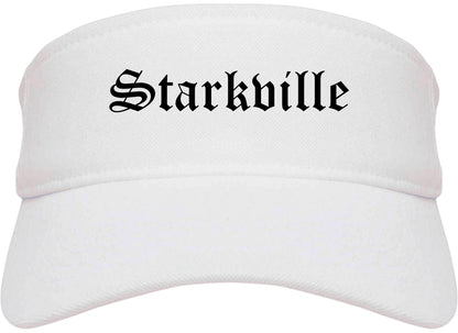 Starkville Mississippi MS Old English Mens Visor Cap Hat White