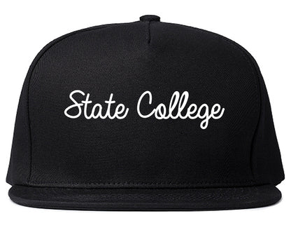State College Pennsylvania PA Script Mens Snapback Hat Black