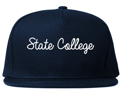 State College Pennsylvania PA Script Mens Snapback Hat Navy Blue