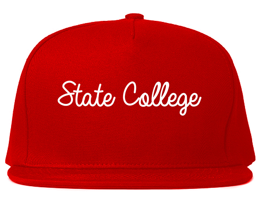 State College Pennsylvania PA Script Mens Snapback Hat Red