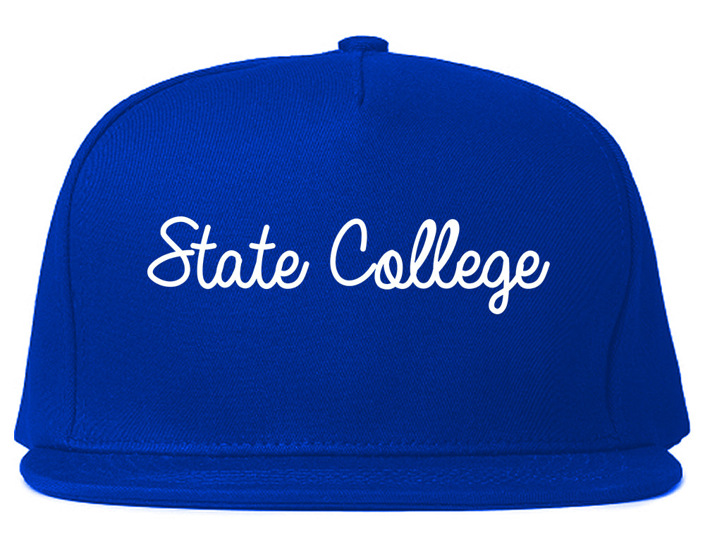 State College Pennsylvania PA Script Mens Snapback Hat Royal Blue