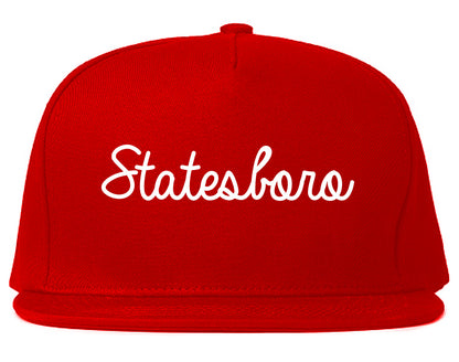 Statesboro Georgia GA Script Mens Snapback Hat Red