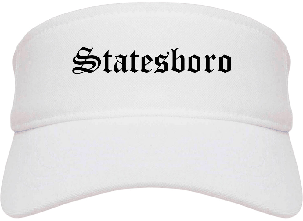 Statesboro Georgia GA Old English Mens Visor Cap Hat White