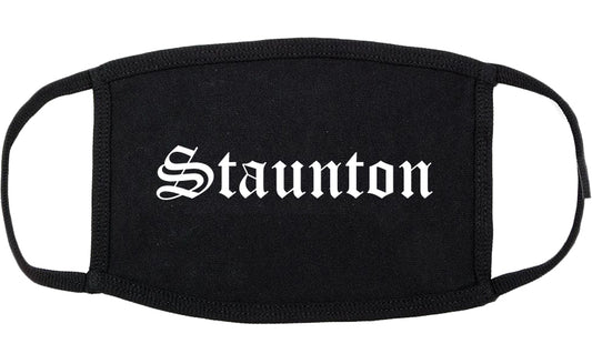 Staunton Illinois IL Old English Cotton Face Mask Black