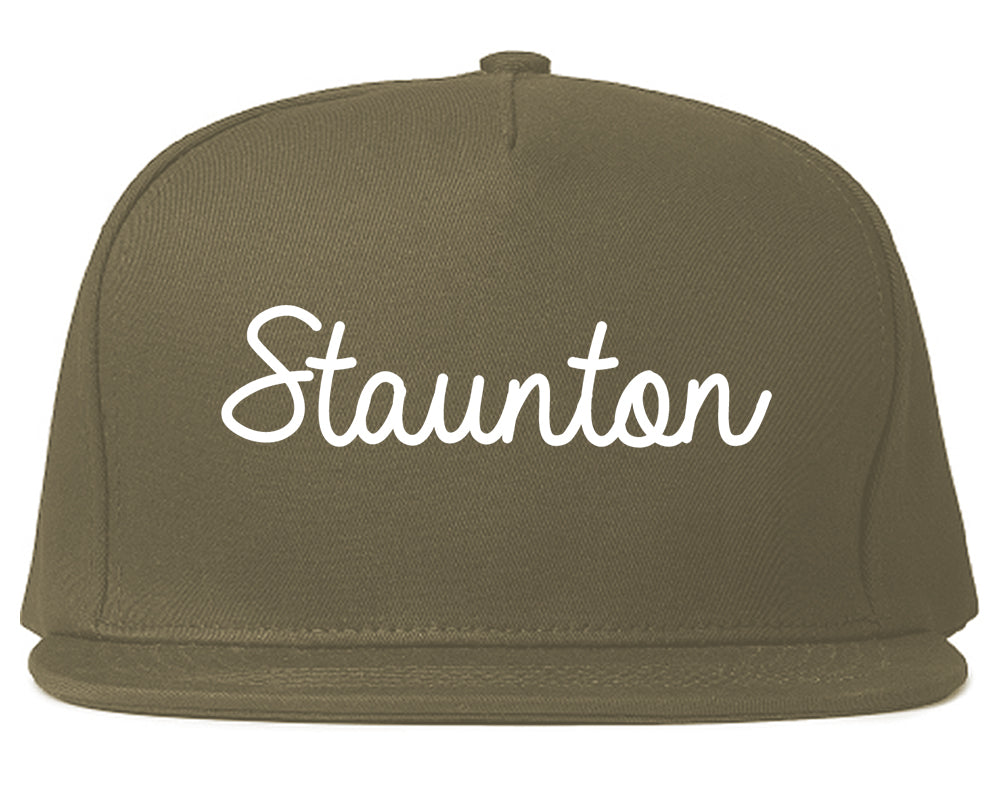 Staunton Illinois IL Script Mens Snapback Hat Grey